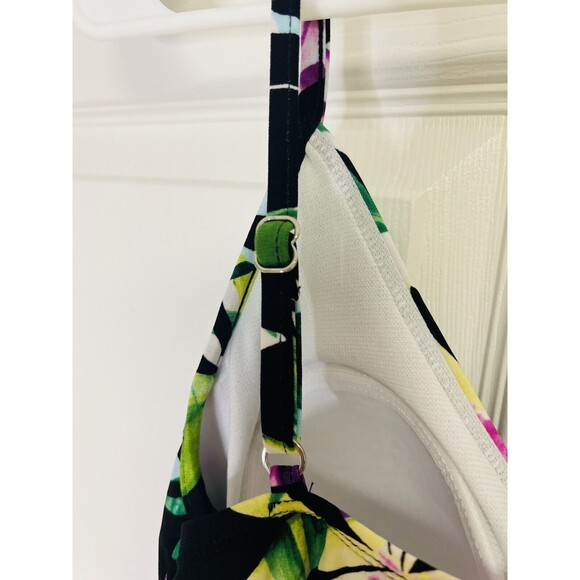 Aqua Green Tankini Top Womens Small Floral Black Padded Swimwear S - Picture 5 of 9